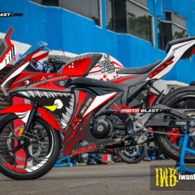 Decal Stiker Suzuki GSX-R150 RED SHARK WHITE FULLBODY + STIKER VELG